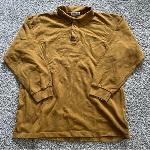 Vintage 80s Mustard Orange Guess By Georges Marciano Collared Sweatshirt Size M